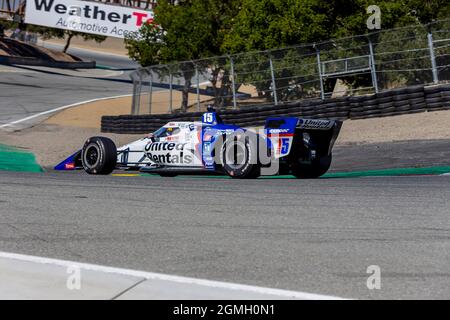 Monterey, California, Stati Uniti. 18 settembre 2021. GRAHAM RAHAL (15) degli Stati Uniti si qualifica per il Firestone Grand Prix di Monterey al WeatherTech Raceway Laguna Seca di Monterey, California. (Credit Image: © Kenneth Weisenberger Grindstone/ASP via ZUMA Press Wire) Foto Stock