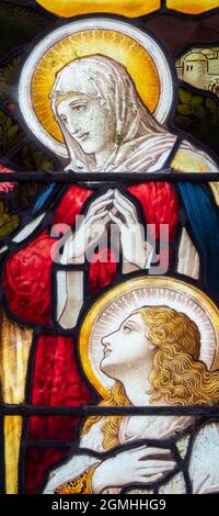 Vetrata Stained Glass, St Peter's Church, Dunton, Norfolk Foto Stock