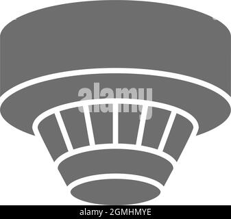 Rilevatore di fumo, icona grigia del sistema di allarme. Isolato su sfondo bianco Illustrazione Vettoriale