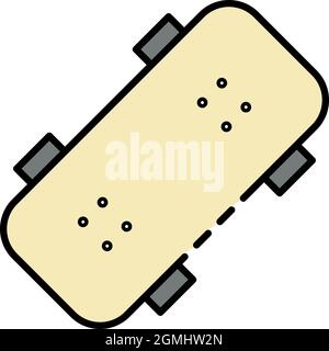 Icona skateboard bambino. Contorno bambino skateboard vettore icona colore piatto isolato Illustrazione Vettoriale