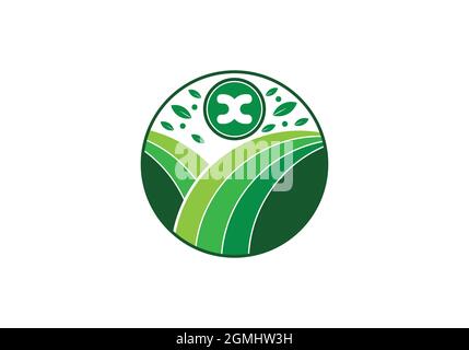 Eco-friendly naturale iniziale 'x' lettera logo design Vector Templet Illustrazione Vettoriale