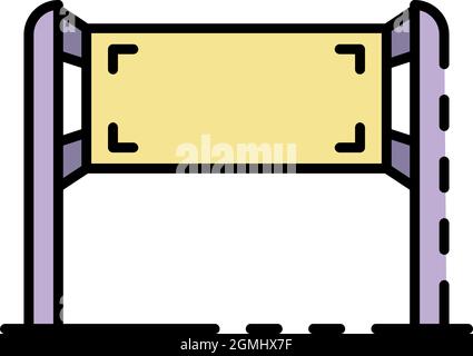 Icona annuncio banner tessile. Contorno tessuto banner ad vettore icona colore piatto isolato Illustrazione Vettoriale