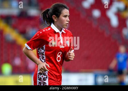 Trieste, Italia. 17 settembre 2021. Francesca Covali (Moldavia) durante la Coppa del mondo delle Donne 2023 Qualifiche - Italia vs Moldavia, Coppa del mondo FIFA a Trieste, Italia, Settembre 17 2021 Credit: Independent Photo Agency/Alamy Live News Foto Stock