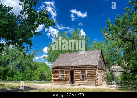 Cabina di Theodore Roosevelt nel Parco Nazionale Theodore Roosevelt Foto Stock