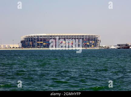Lo Stadio 974, precedentemente noto come Ras Abu Aboud Stadium, è uno stadio di calcio costruito a Doha, in Qatar, per la Coppa del mondo FIFA 2022. Foto Stock
