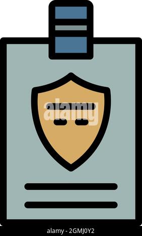 ID icona badge polizia. Profilo id polizia badge vettore icona colore piatto isolato Illustrazione Vettoriale