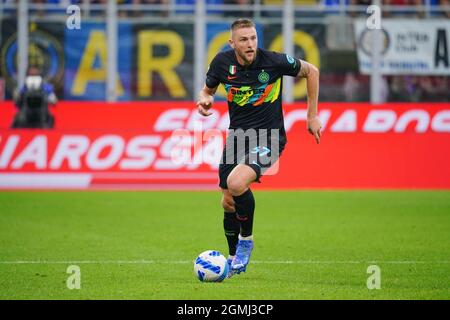 Milan Skriniar (Inter) durante l'Inter - FC Internazionale vs Bologna FC, partita di calcio italiana a Milano, settembre 18 2021 Foto Stock