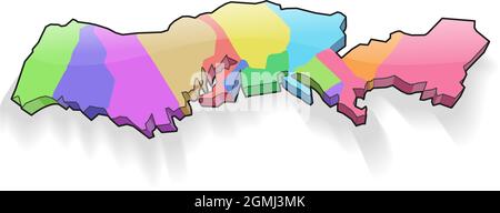 Le 13 tredici colonie della mappa 3d usa Foto Stock