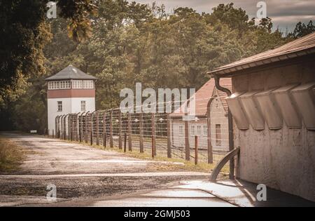 Vista dettagliata sui terreni del campo di concentramento di Buchenwald Foto Stock