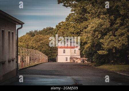 Vista dettagliata sui terreni del campo di concentramento di Buchenwald Foto Stock