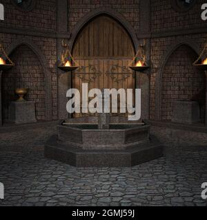 illustrazione 3d di un luogo di fantasia medievale Foto Stock