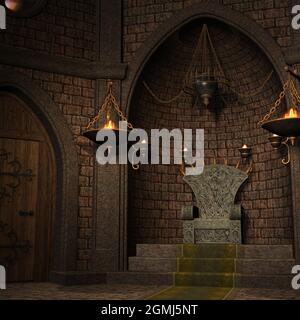 illustrazione 3d di un luogo di fantasia medievale Foto Stock