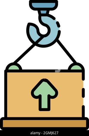 Icona gru contenitore porta. Porta di contorno contenitore gru vettore icona colore piatto isolato Illustrazione Vettoriale