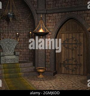 illustrazione 3d di un luogo di fantasia medievale Foto Stock