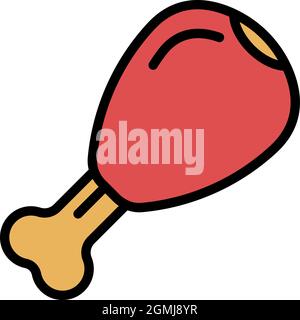 Icona bastone di pollo. Contorno pollo batterico vettore icona colore piatto isolato Illustrazione Vettoriale