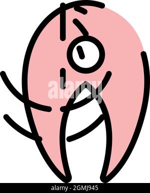Pezzo di pesce icona. Contorno pezzo di pesce vettore icona colore piatto isolato Illustrazione Vettoriale