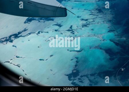 Vista aerea su Cayo Santa María, Arcipelago dei Jardines del Rey, al largo della costa nord di Cuba Foto Stock