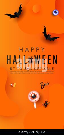 Halloween vendita banner storia social media modello post con spazio per testo, illustrazione vettoriale Illustrazione Vettoriale