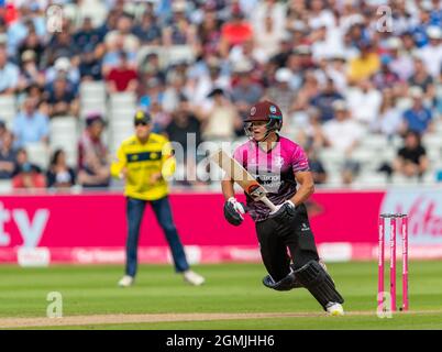 Will Smeed batting per Somerset nella Vitality Blast T20 Finals Day a Edgbaston. Foto Stock