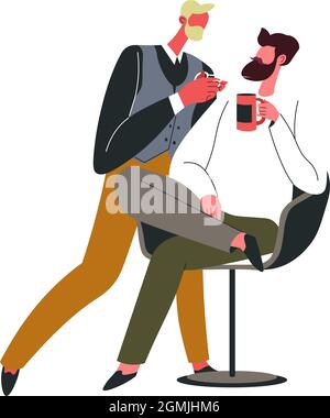 Servizio barbiere, taglio capelli e rifinitura barba Illustrazione Vettoriale