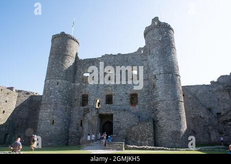Harlech Castle la casa di controllo e il reparto interno Foto Stock