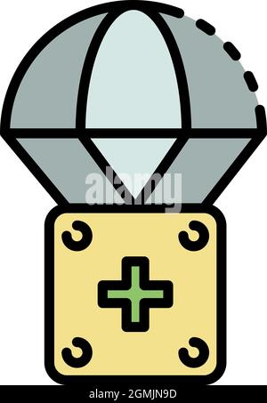 Icona dell'aiuto umanitario medico. Profilo medico aiuto umanitario vettore icona colore piatto isolato Illustrazione Vettoriale