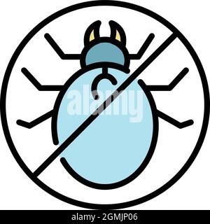 Nessuna icona mite. Contorno nessun vettore acaro icona colore piatto isolato Illustrazione Vettoriale