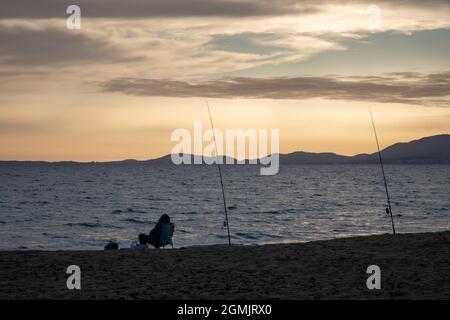 Pesca alla Platja de Palma, Maiorca Foto Stock