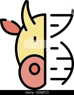 Icona DNA animale. Contorno animale DNA vettore icona colore piatto isolato Illustrazione Vettoriale
