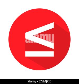 Minore o uguale al simbolo matematico, icona matematica istruzione, disegno grafico vettoriale elemento web, segno finanziario . Illustrazione Vettoriale