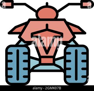 Retro dell'icona della quad bike. Contorno retro di quad bike vettore icona colore piatto isolato Illustrazione Vettoriale