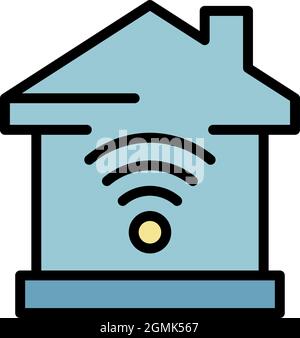 Icona smart Home wifi. Delineare l'icona vettoriale Smart Home wifi colore piatto isolato Illustrazione Vettoriale
