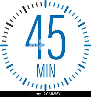 Icona del vettore cronometro per 45 minuti. Icona del cronometro in stile piatto, timer su sfondo a colori. Illustrazione vettoriale. Illustrazione Vettoriale