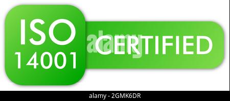 Logo certificato ISO 14001, icona. Timbro di certificazione. Vettore di disegno piatto. Illustrazione vettoriale Illustrazione Vettoriale