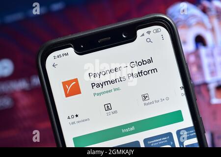 New Delhi, India - 07 febbraio 2020: Applicazione Payoneer su smartphone Foto Stock