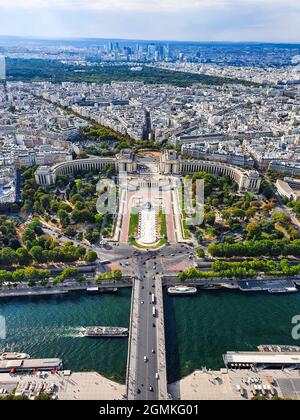 Vista dalla Torre Eiffel, Parigi. Foto Stock