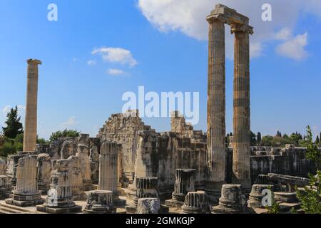 Il Tempio Greco di Apollo nella città di Didim nel sud-ovest della Turchia. Foto Stock