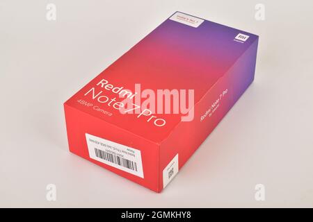 New Delhi, India - 20 febbraio 2020: Xiaomi Redmi nota 7 pro, Made in India smartphone Foto Stock