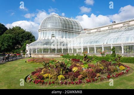 Serra a cupola vittoriana, giardini botanici, Queens Quarter, città di Belfast, Irlanda del Nord, Regno Unito Foto Stock