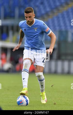 Sergej Milinkovic-Savic durante la quarta giornata della Serie A campionato SS Lazio vs Cagliari Calcio il 19 settembre 2021 allo Stadio Olimpico di Roma Foto Stock