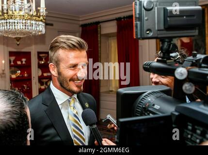 MAGGIO 15 2012: David Beckham in un ricevimento per i campioni 2011 della MLS Cup Los Angeles Galaxy alla Casa Bianca di Washington DC. Foto Stock