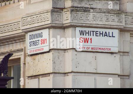 Londra, Regno Unito. 18 settembre 2021. Vista generale della Whitehall e Downing Street a Westminster. Credit: SOPA Images Limited/Alamy Live News Foto Stock