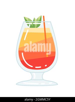 Cocktail alcolico arancio di aperol in vetro illustrazione vettoriale della bevanda estiva in spiaggia su sfondo bianco Illustrazione Vettoriale