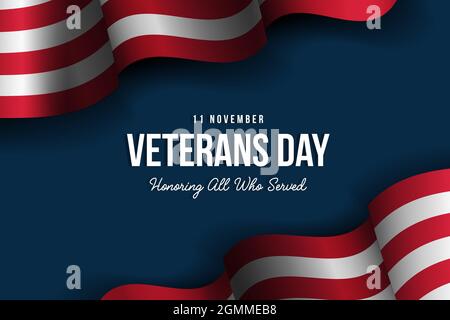 veterans giorno sfondo con realistico american flag. onorare tutti coloro che ha servito Illustrazione Vettoriale