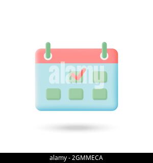 Icona del calendario. illustrazione 3d su bianco Illustrazione Vettoriale