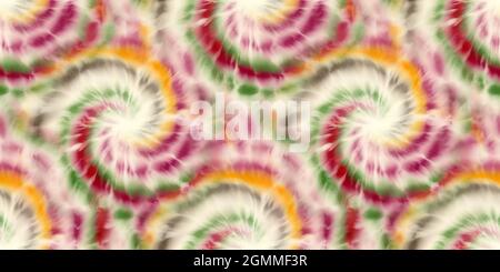 Design e stampa di superfici con motivo a border tie dye anni '70 senza cuciture Foto Stock