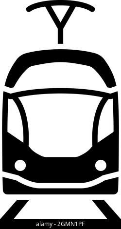 Icona del tram. Design a matita nero. Illustrazione vettoriale. Illustrazione Vettoriale