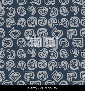 Forme geometriche astratte su sfondo grigio pastello sporco. Motivo senza cuciture, motivo per tessuti, fodere, abiti. Illustrazione Vettoriale