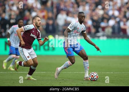 Londra, Regno Unito. 19 Settembre 2021. Premier League Match, West Ham Utd contro Manchester Utd al London Stadium, Queen Elizabeth Olympic Park di Londra domenica 19 settembre 2021. Questa immagine può essere utilizzata solo a scopo editoriale. Solo per uso editoriale, licenza richiesta per uso commerciale. Nessun uso in scommesse, giochi o un singolo club/campionato/player pubblicazioni. pic di Andrew Orchard/Andrew Orchard sport fotografia/Alamy Live news credito: Andrew Orchard sport fotografia/Alamy Live News Foto Stock
