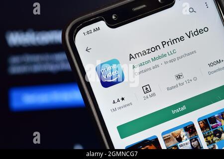 New Delhi, India 10 Aprile 2020:- Amazon prime Video Application su smartphone Foto Stock